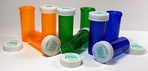 8 Драхмата Rainbow 3 Color Mix RX Флаконите за лекарства, Бутилки и Капачки, които са устойчиви към въздействието на деца, 25 Опаковки, с Фармацевтично качество