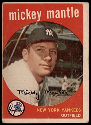 1959 Topps 10 Мики Мэнтл Ню Йорк Янкис (Бейзболна картичка) СПРАВЕДЛИВИ Янкис