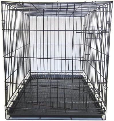 YML 24-Инчов Сгъваем Лесен Вратата чекмедже за кучета с телена решетка и Пластмасово чекмедже, Черен