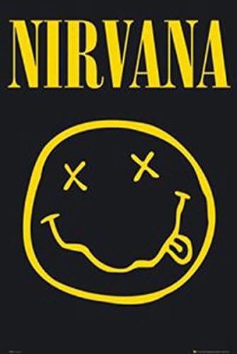 Studio B Плаката на Нирвана Smile 36x24 с Логото на рок група от 90-те години в стил Гръндж, Подарочное Стенно Изкуство