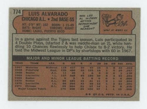 1972 Бейзболна картичка Topps 774 Луис Алварадо Чикаго Уайт Сокс с по-голям номер NM - Бейзболни картички с