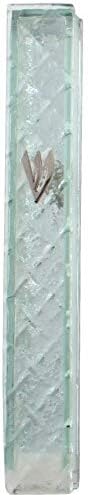 SNSArts & Judaica Красива стъклена мезуза с силиконовата тапа 12 см - фигура от счупено стъкло, Минимално количество за поръчка на 2 - Цената е за 2 броя