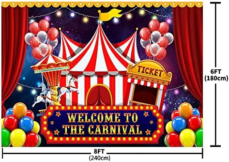MEHOFOND Кралят Цирк Фон за Снимки на тема Карнавални Украси за Рожден Ден Банер Добре дошли на Карнавал Червената Палатка Цветни балони Фон за Снимки Подпори за Щанд В