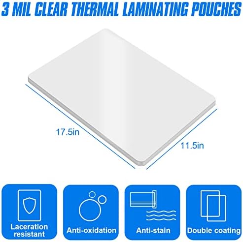 HERKKA 100 Опаковъчни Листове за ламиниране, могат да се Настанят Лист с размери 11 x 17 инча, 3 Миллиметровые Прозрачни Пакети за Термичен Ламиниране, Хартия за Ламиниране