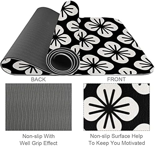 Черно-бял Плътен килимче за йога с прости модели черешов цвят Премиум-клас, в екологично Чист Гумена подложка