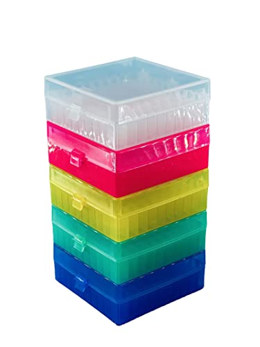 Криогенный Кутия за съхранение на Микроцентрифужных пробирок LUERFLEX 100 Well Cryobox със Съответните Цветни капаци Опаковка от 5