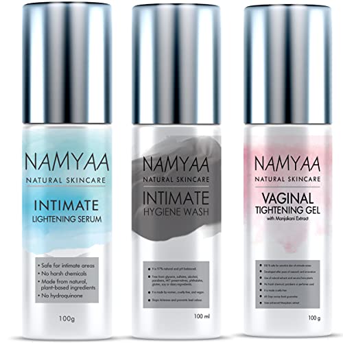 Пълен комплект за интимна грижа Namyaa (серум за интимно осветление - 100 г, Средство за интимна хигиена - 100 г и гел за стягане на влагалището - 100 г)
