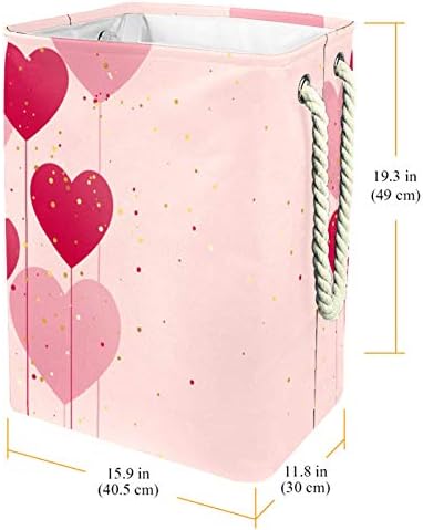 Кошница за дрехи с въздушни топки DEYYA Pink Hearts, Висока Здрава Сгъваема Кошница за Дрехи за Възрастни, Деца,
