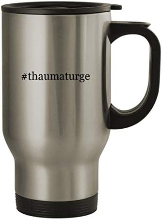 Подарък дрънкулки thaumaturge - Пътна Кафеена Чаша с Хэштегом от Неръждаема Стомана с Тегло 14 грама, Сребрист