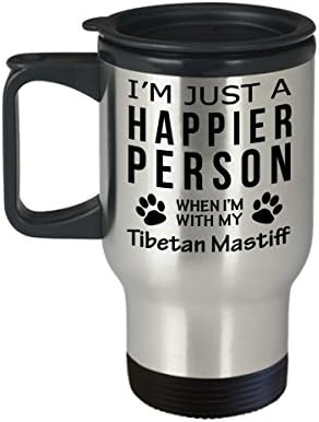 Кафеена Чаша За Любителите на кучета В Пътуване - Щастлив Човек С Тибетския Мастифом -Подаръци За спасението