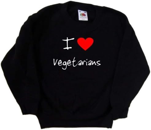 Черна детска Hoody I Love Heart Vegetarians