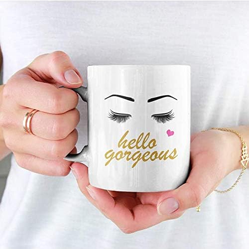GTR ИЗТОЧНИК Здравей Gorgeous - Чаша за кафе и чай - Керамична чаша - Подаръци за момичета - Дизайн на вежди