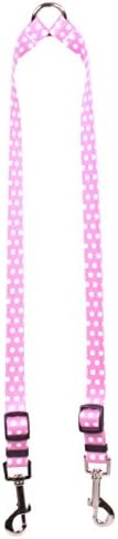 Дизайн Жълто Куче Нова Каишка-Куплунг в Розово Грах за кучета, Голям - 1 сантиметър в ширина от 12 до 20 см