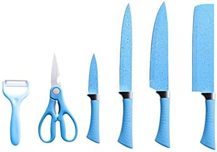 Fdit цветен комплект кухненски ножове, ергономична дръжка, пъстър набор от ножове, удобен за рязане (син)