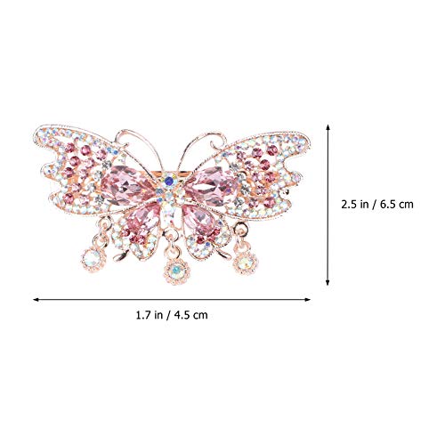 Beaupretty 2 елемента Розова Кристална Пеперуда Шнола За Коса С Кристали Шнола За Коса Декоративни Необичайни