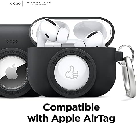 калъф elago Снимка е Съвместим с Apple AirPods Pro е съвместим с AirTags [Черен] - Симпатичен класически дизайн