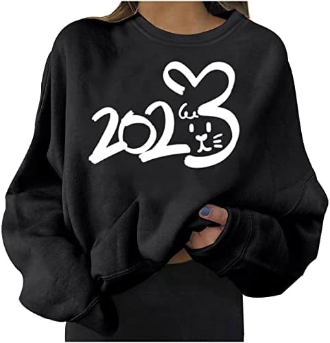 2023 Пуловери, Жилетки за Жени, Дамски Тениска Raglan с Сладък Заек, Негабаритная Риза с Изображение на Заек,
