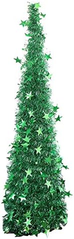 Amosfun Украса за Дома Сгъваема Коледно Дърво, Пластмаса Сърма Блестяща Коледна Елха Празнична Коледна Украса