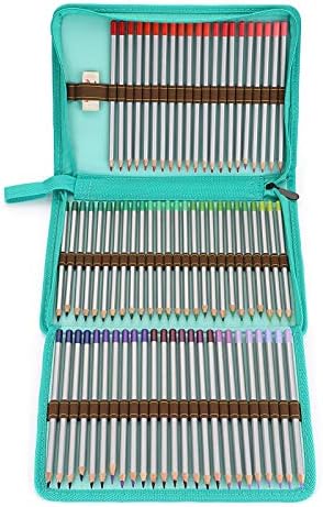 Преносим Платно цветен молив случай BTSKY® с цип -Сверхбольшая обемът, 72 отделения за моливи, Калъф за акварельных моливи (в синьо)