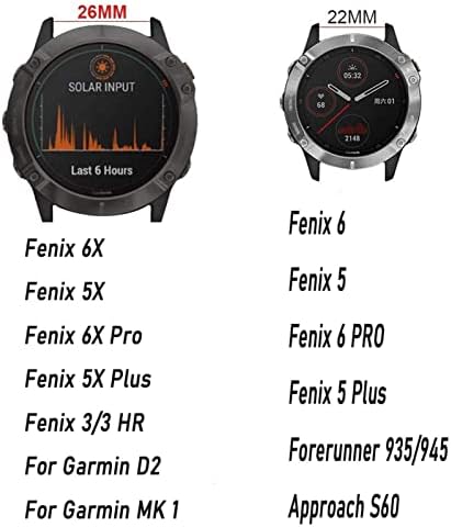 FORFC 22 мм 26 мм и Каишка за часовник Garmin Fenix 7 7X6 Fenix 5 5 Plus 935 945 Силиконови гривни Easyfit за часа Fenix 6X 5X3 3HR (Цвят: черен небето-синьо-зелено, Размер: Fenix 6X 6XPro)
