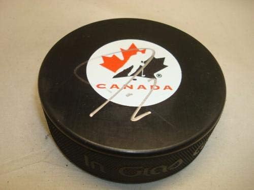Йордания Eberle, подписано Хокей шайба на националния отбор на Канада с Автограф 1А - Autographed NHL Pucks
