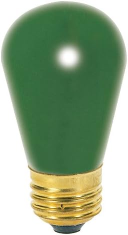 Satco S3962 11-Ваттная лампа с нажежаема Жичка S14 със средна основание 130 Волта, Керамични Зелена, 4 Бр.