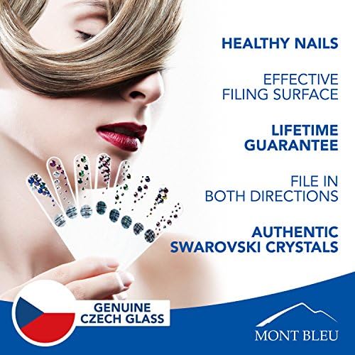 Подаръчен комплект Mont Bleu от 5 + 1 на безплатни Стъклени пилочек за нокти, декорирани с ръчно кристали - подаръци за приятели - Чешката закалено стъкло - Отлични инстру?