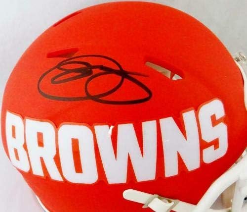 Мини-каска Cleveland Browns AMP Speed с автограф Оделла Бекъм - JSA Auth W * Черен - Мини-каски NFL с автограф