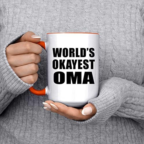 Designsify най-Добрата в света Oma, Кафеена Чаша с акцент на 15 унция, Оранжева Керамична Чаша за Чай с дръжка,